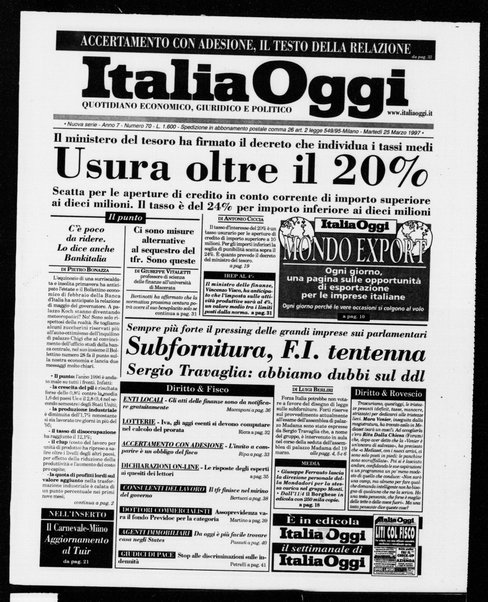 Italia oggi : quotidiano di economia finanza e politica